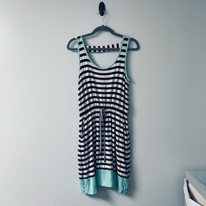 Pink Rose Blue Striped Dress